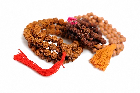 Traditional indian rosary for meditation - mala. isolated